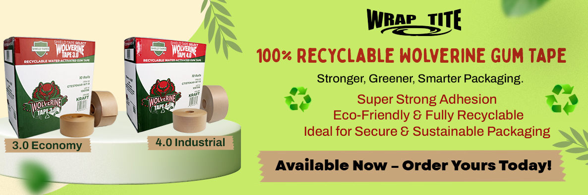 100% Recyclable Wolverine Water-Activated Gum Tape with Plant-Based Reinforcements