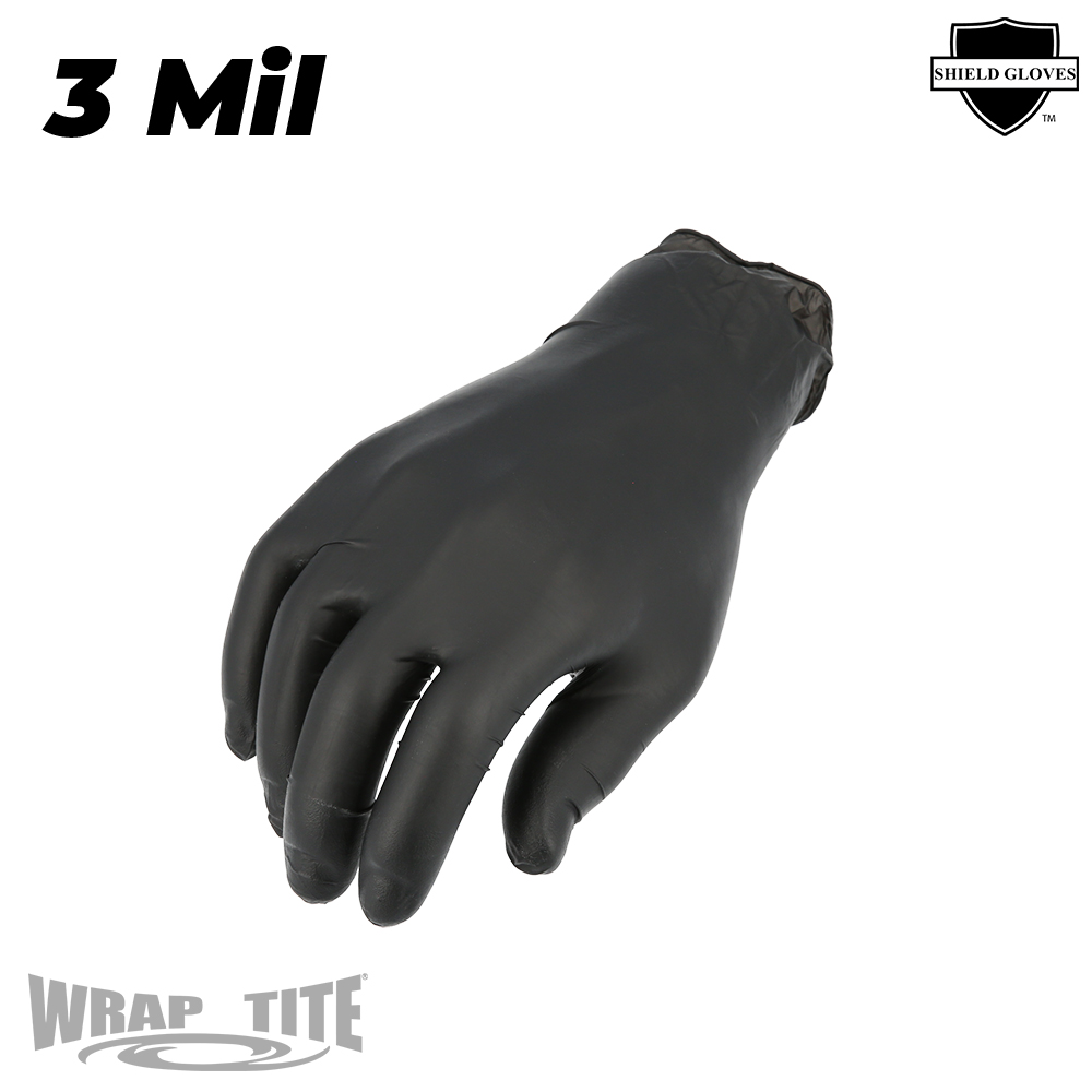 3 Mil Black Nitrile Gloves - Exam Grade 