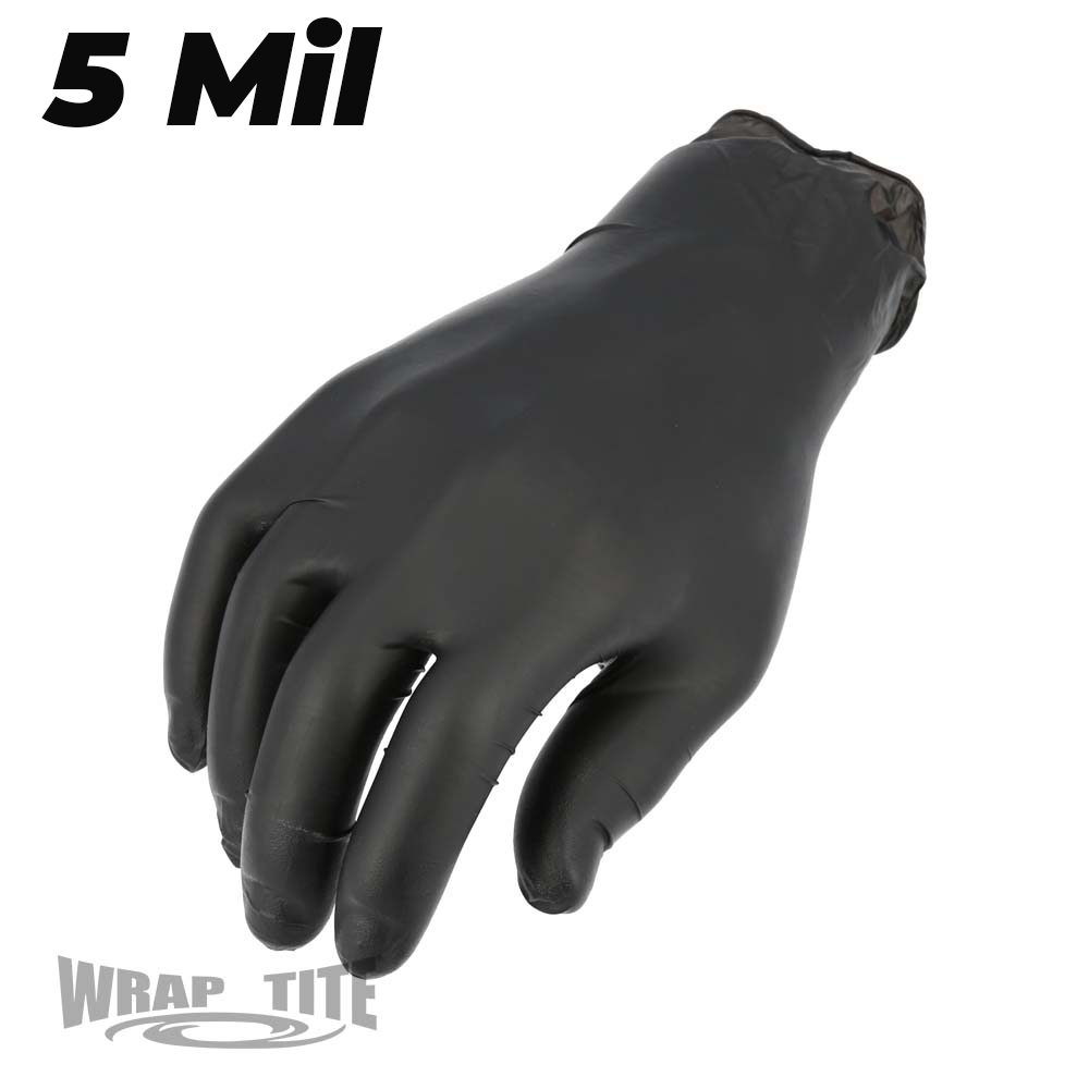 5 Mil Black Nitrile Gloves